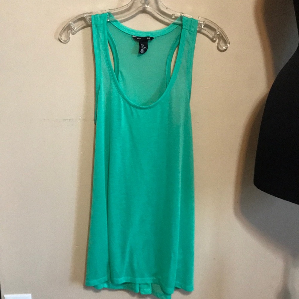 Sheer green racer back tank top